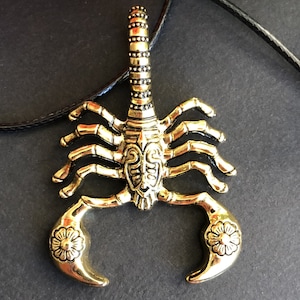 Scorpio Jewelry, Scorpion Pendant, Scorpio Necklace, Scorpion Necklace, Horoscope Necklace, Zodiac Charms, Leather Necklace, Mens Necklace