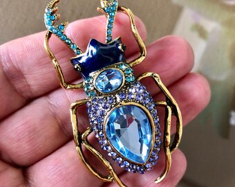 Broche Scarabée Style Haute Joaillerie Avec Cristaux Et Perles - Modèle 813