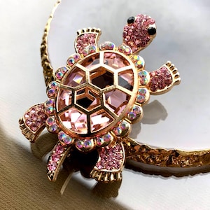 Adorable Tortoise Pin, Delicate Pink Turtle Brooch, Nature Lover Gift, Tortoise Jewelry, Animal Accessory