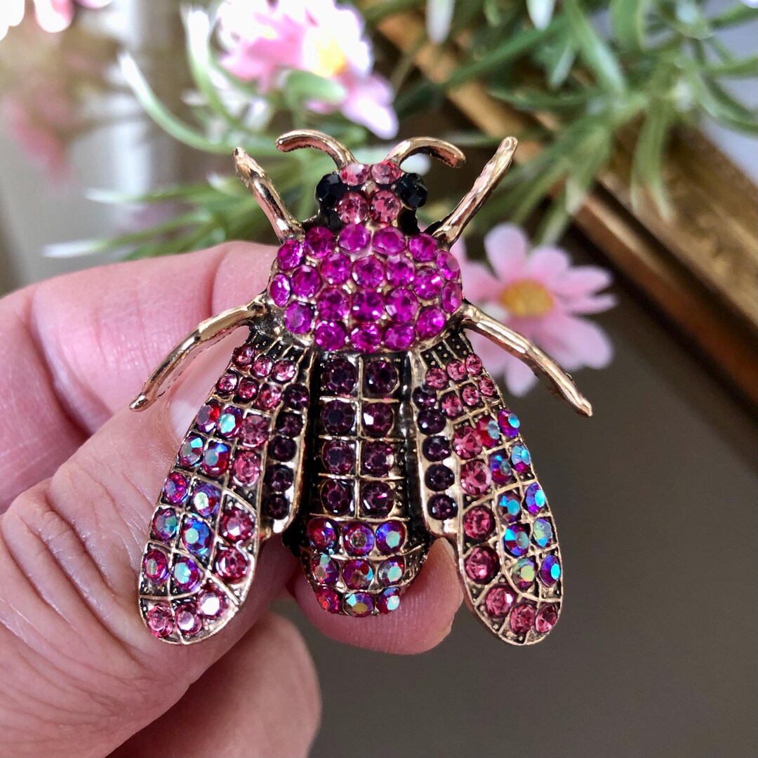 Rhinestone Bumble Bee Brooch: Vintage Style Insect Jewelry - Etsy