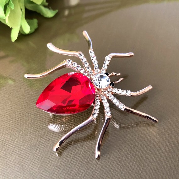 Large Red Spider Brooch, Spider Brooch, Red Spider