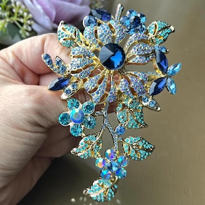 Large Brooch Crystal Rhinestone Jewelry Floral Brooch Pin Vintage Style Gift