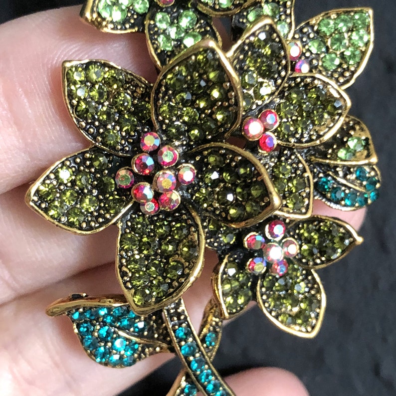 Florale Strass Brosche oder Anhänger, Brosche Pin, Vintage Stil Schmuck, Geschenke für sie Bild 2