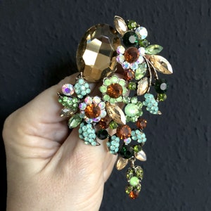 Groene broche grote kristallen strass sieraden decoratieve broche pin vintage stijl sieraden vakantie cadeau afbeelding 9