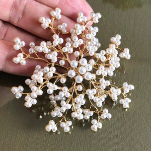 Alfiler de broche de perlas, broche grande, joyería blanca, joyería de perlas, regalo imagen 2