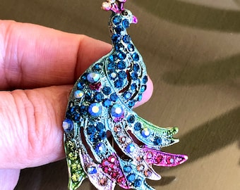 Kristall Strass Pfau Brosche, Vogel Brosche, Mantel Pin Kleidung Accessoires Tasche, Geschenke für sie, Geschenk für Mama