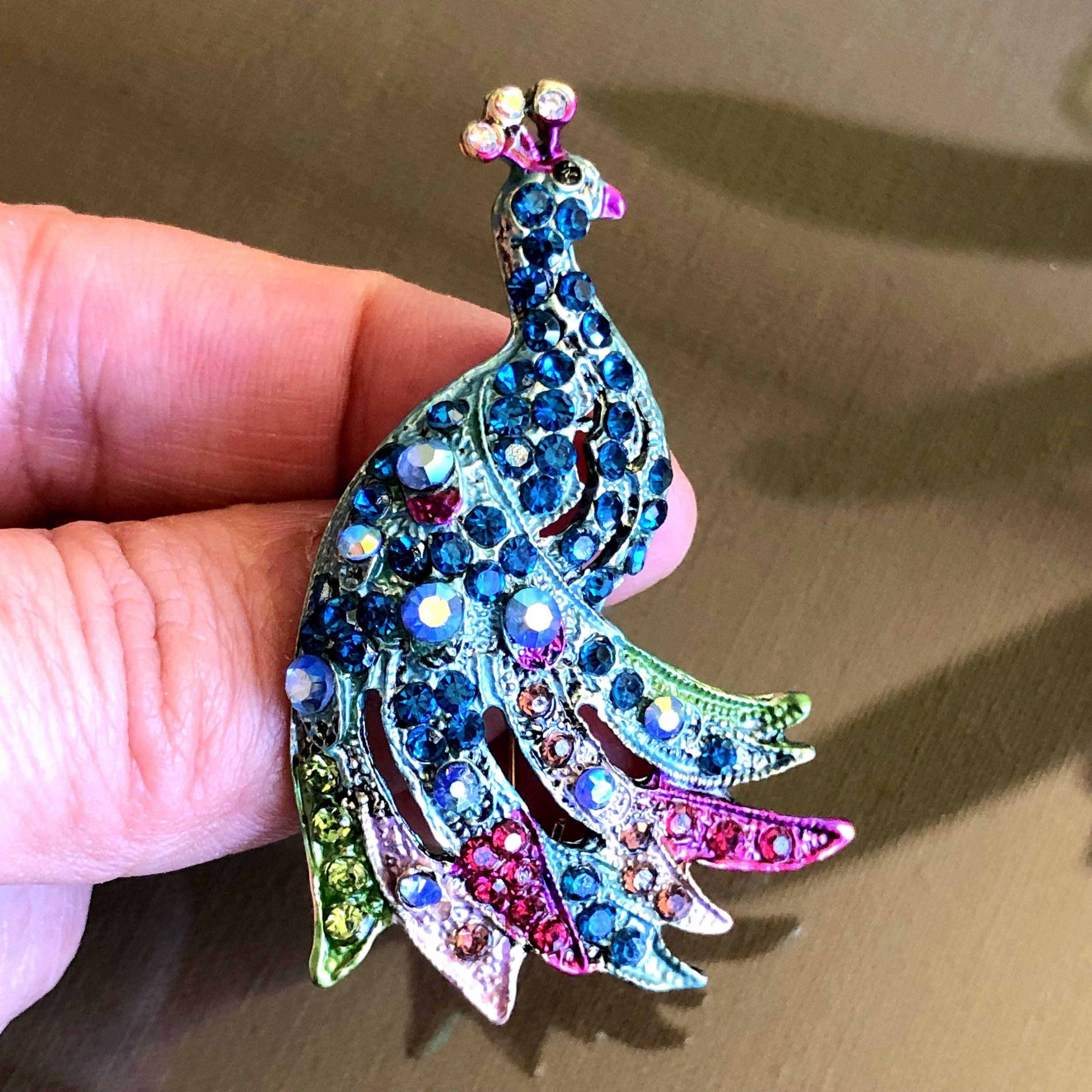 Swarovski crystal peacock brooch 6 colors sale