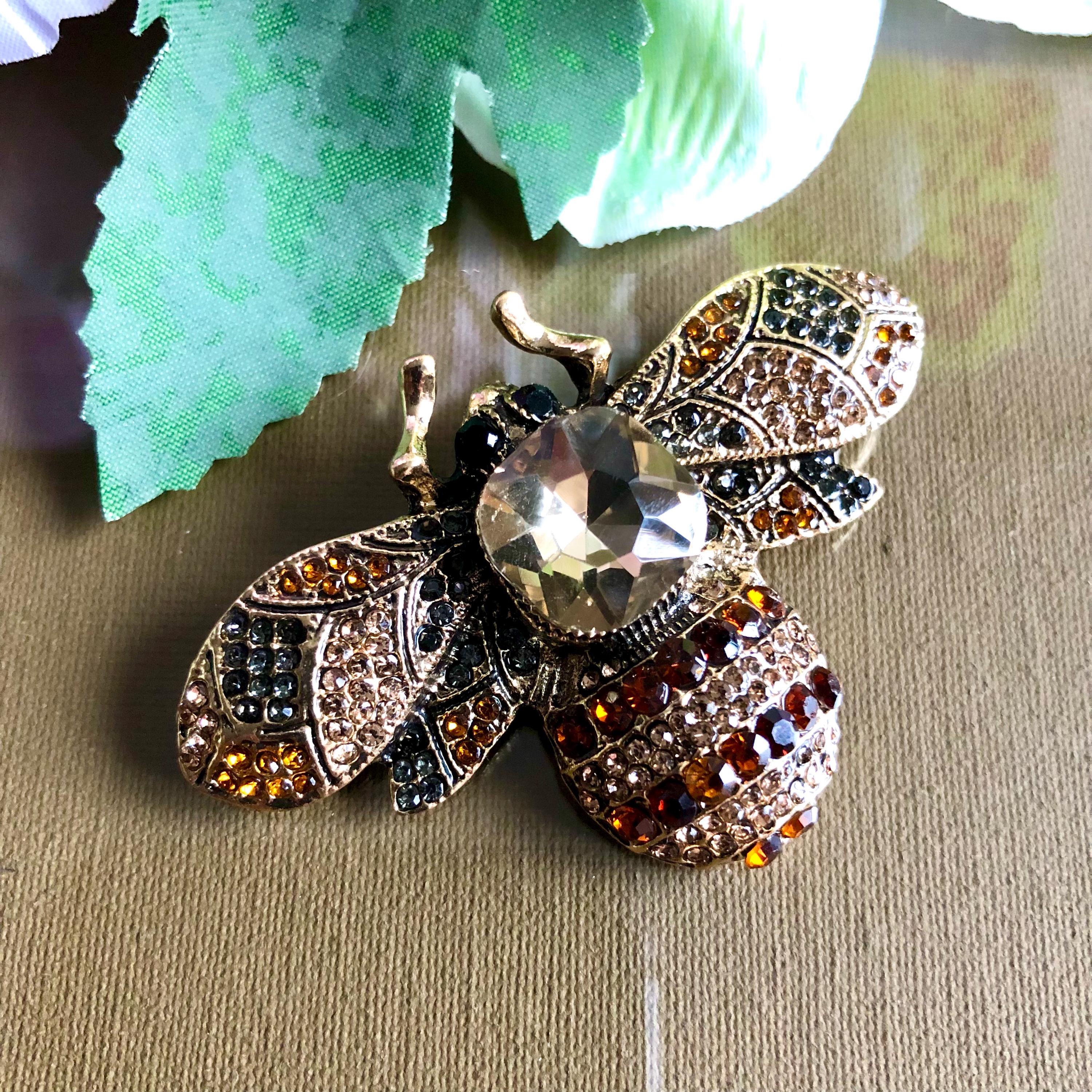 Rhinestone Bumble Bee Pin Brooch: Vintage Style Insect Jewelry - Etsy