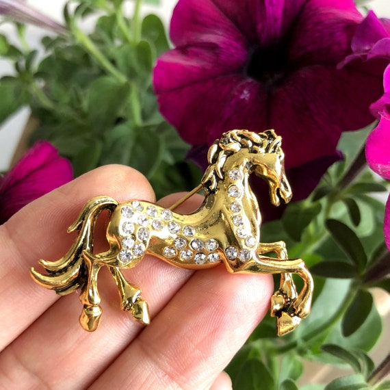 Horse Brooch Pin or Pendant Crystal Horse Brooch Pin Equestrian