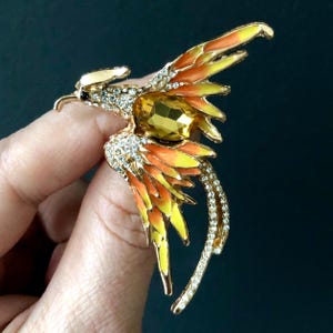 Spilla a forma di uccello, gioielli con strass smaltati a forma di uccello, bigiotteria per uomo o donna, spilla in stile vintage