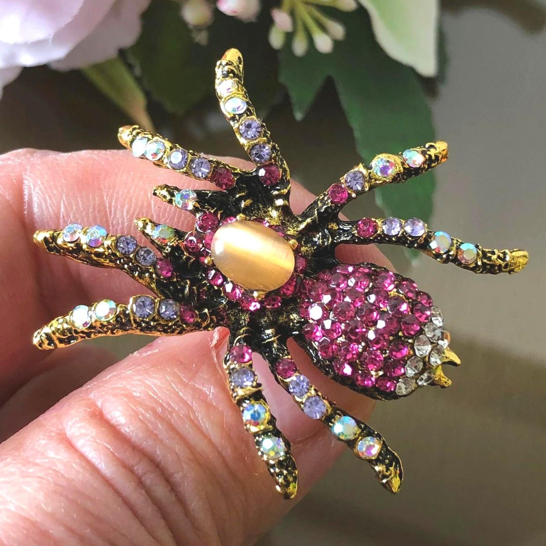 Rhinestone Spider Brooch Pin or Pendant: Vintage Style Spider Jewelry ...