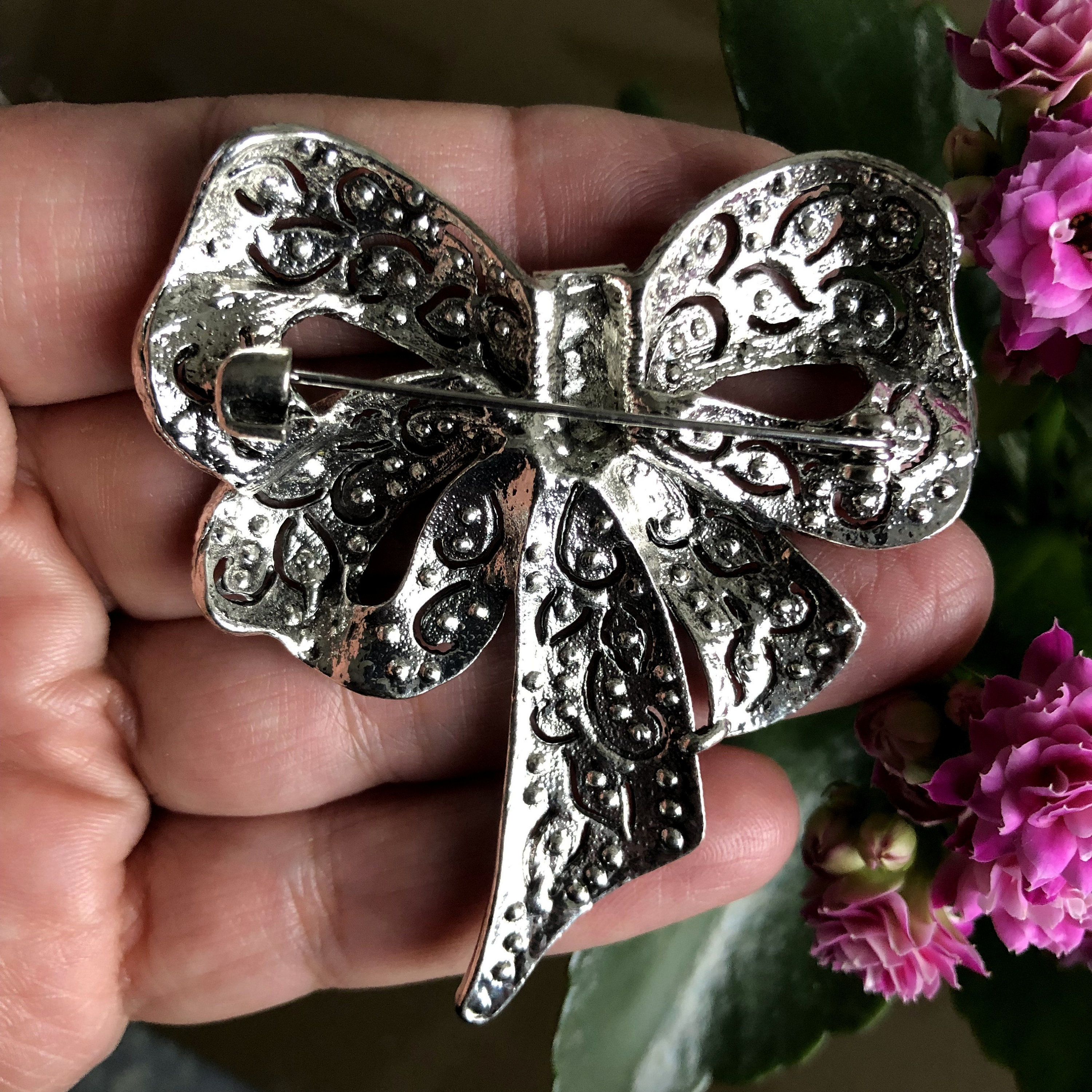 Large Rhinestone Bow Brooch Pin Bow Brooch Scarf Brooch Pin Etsy