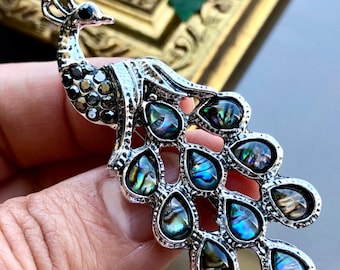 Swarovski Crystal Huge Rainbow Glamorous Peacock Brooch, Peafowl