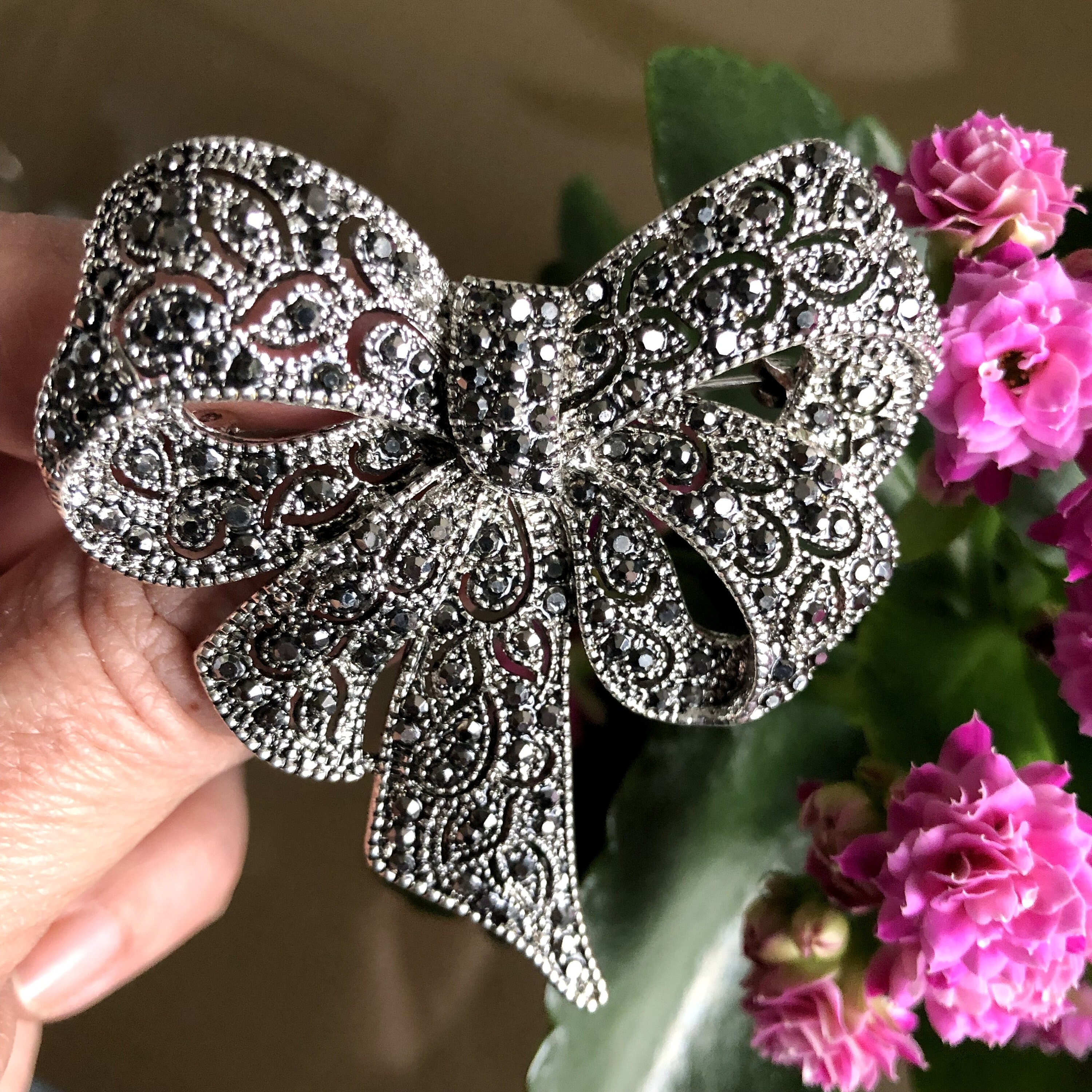 Large Rhinestone Bow Brooch Pin Bow Brooch Scarf Brooch Pin Etsy
