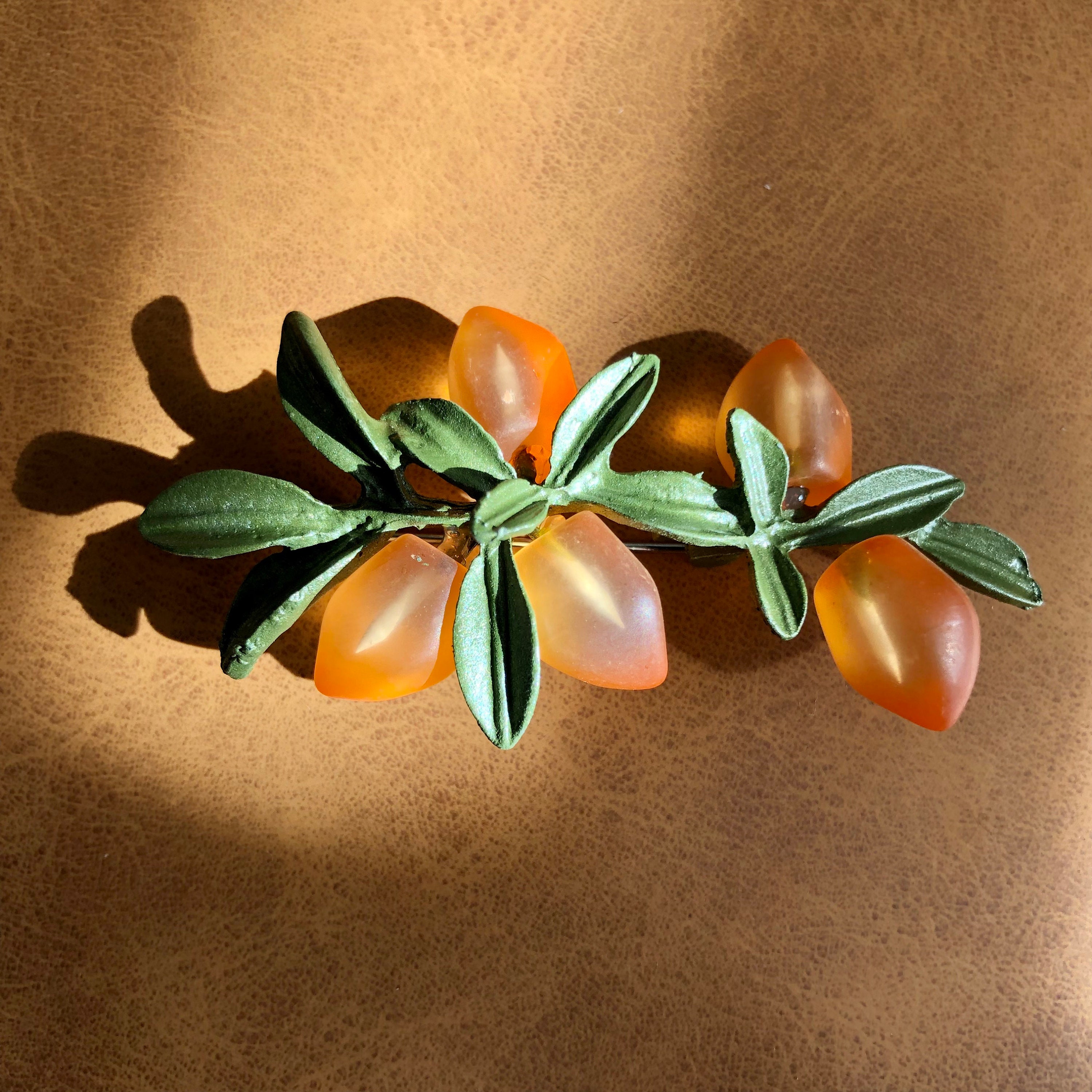 Orange Brooch, Fruit Brooch, Elegant Brooch, Vintage Style Brooch, Gift, Daily Jewelry, Dress Brooch, Fruit Accessories, Enamel Brooch Pin
