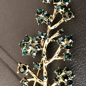 Große florale Strass Brosche, dunkel grüne Brosche, Vintage Style Schmuck, Geschenke für sie Bild 8