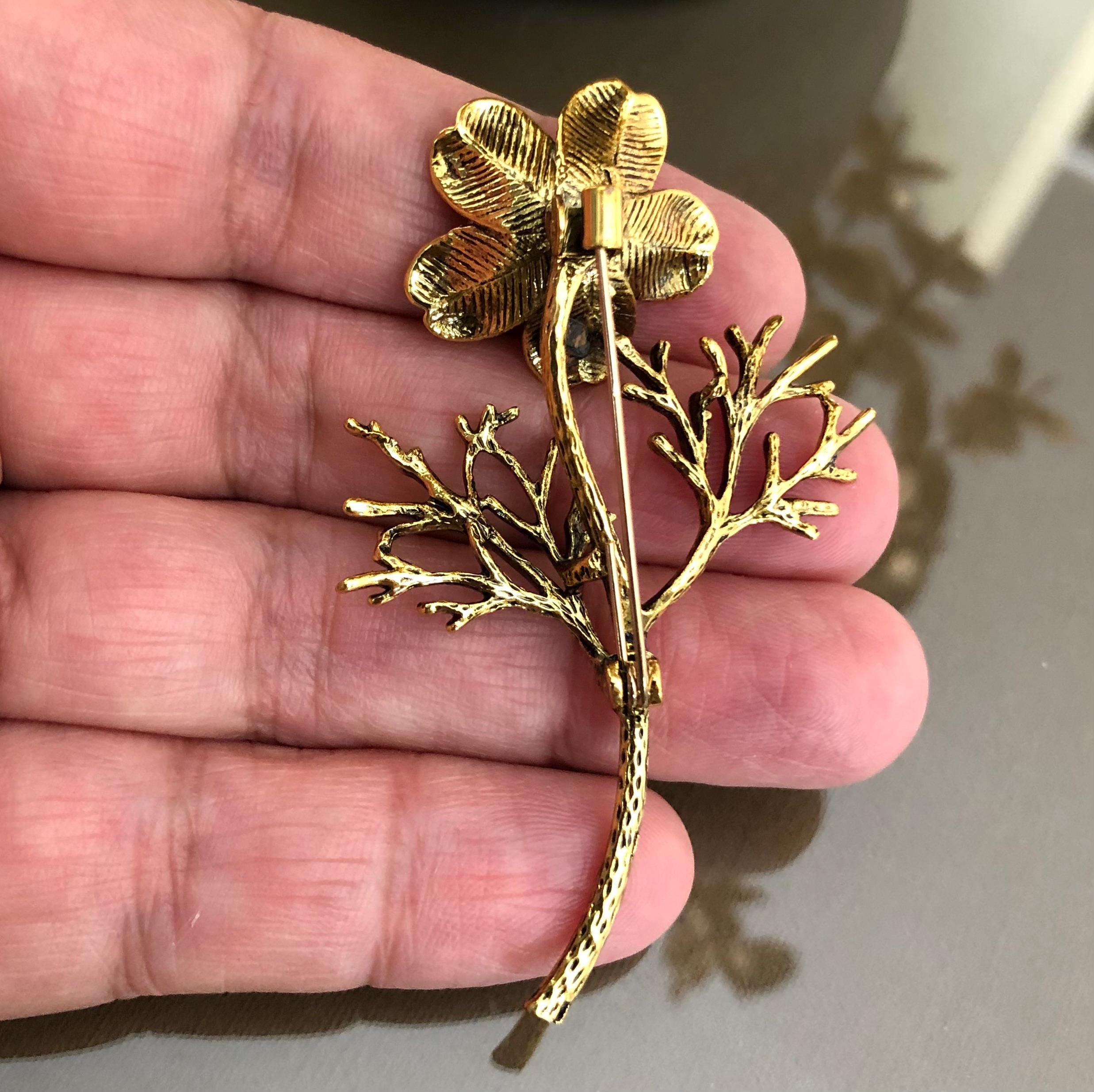 Diamant Tropfende Perle Blatt Brosche Vintage Persönlichkeit