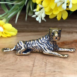 Vintage Stil Miniatur Messing Tiger - Tier Liebhaber Geschenk, Sammler Wohn Dekor, kleine Figur