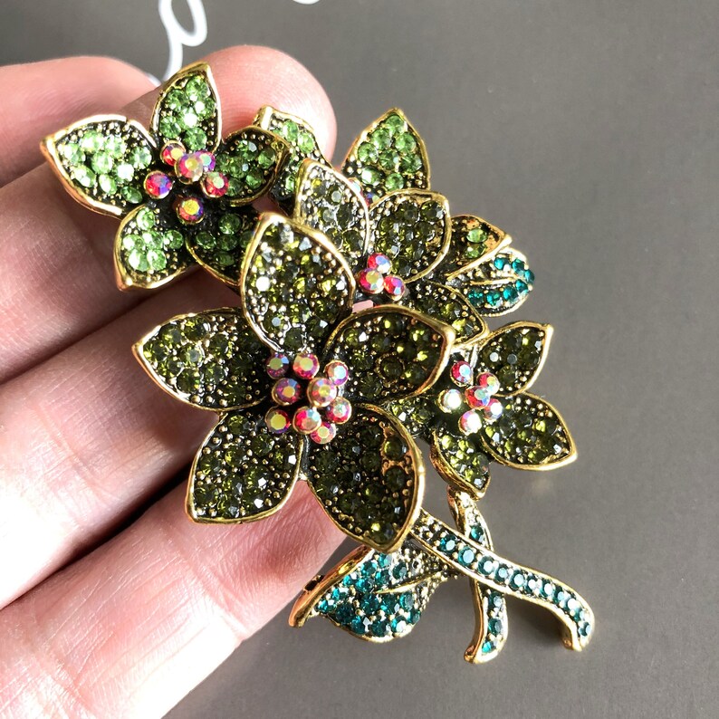 Florale Strass Brosche oder Anhänger, Brosche Pin, Vintage Stil Schmuck, Geschenke für sie Bild 4