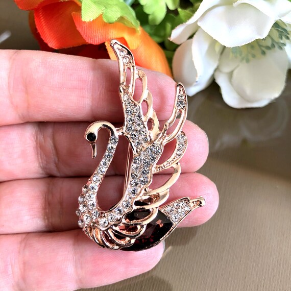 Swan Brooch Bird Jewelry Sparkly Swan Brooch Swan Jewellery