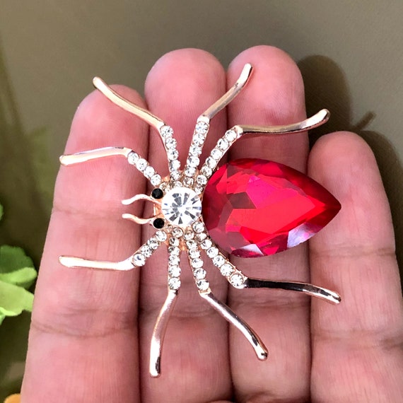 Large Red Spider Brooch Spider Brooch Red Spider Jewelry 