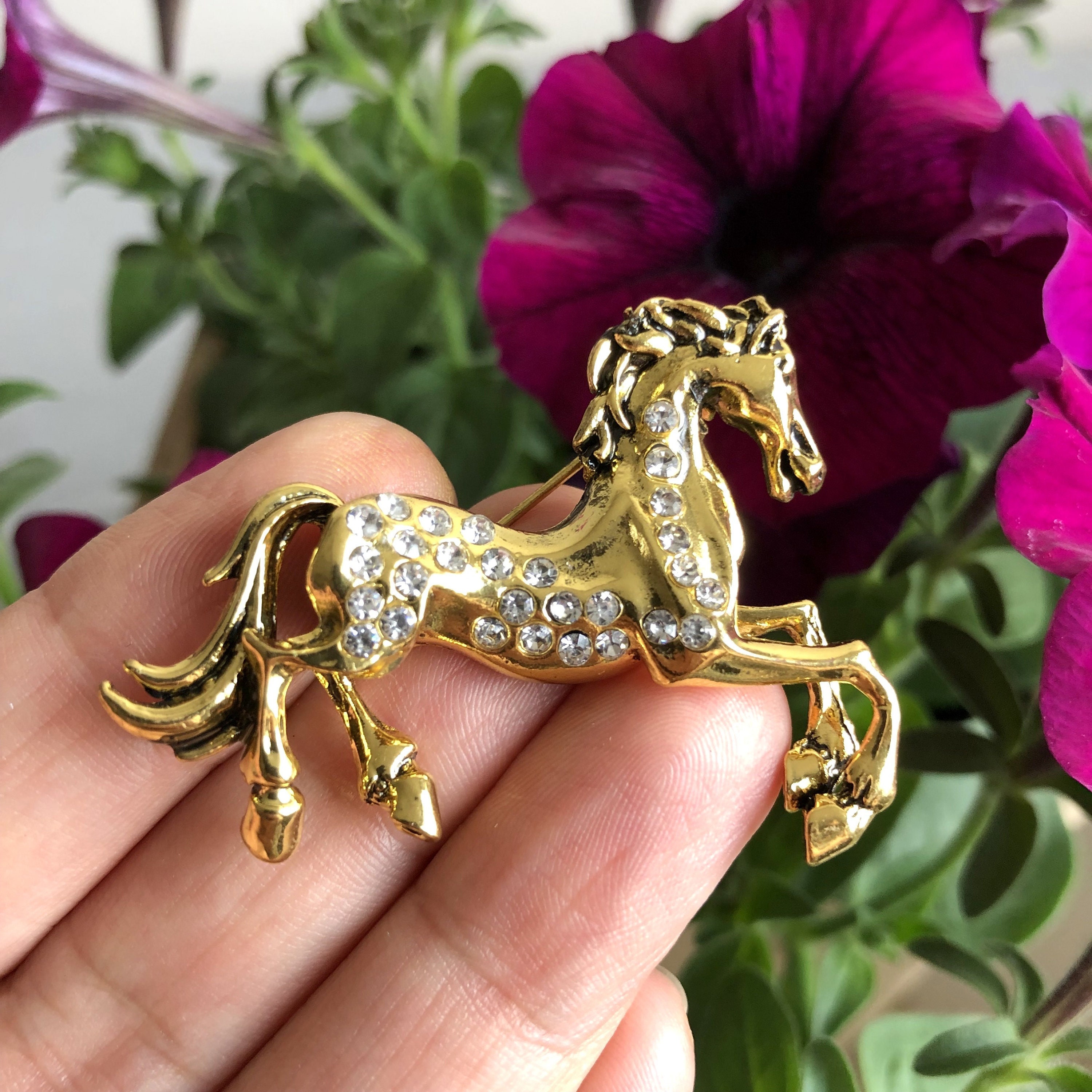 Horse Brooch Pin or Pendant Crystal Horse Brooch Pin Equestrian