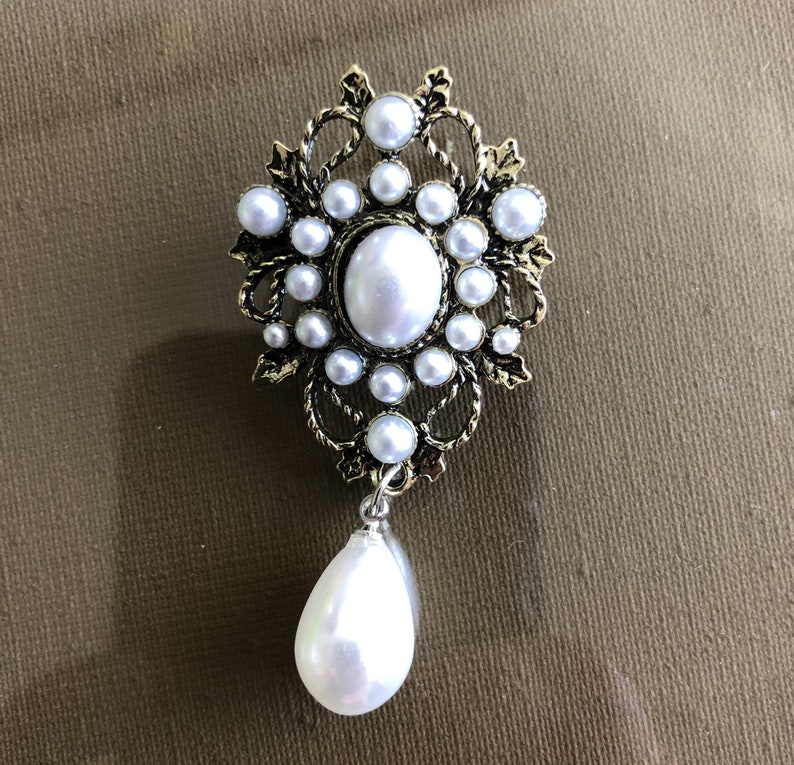 Brooch Pin White Pearl Brooch Pearl Jewelry zdjęcie 4