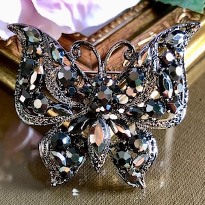 Black Butterfly Brooch Pin or Pendant, Large Butterfly Jewellery, Butterfly Jewelry, Butterfly Gift, Elegant Crystal Butterfly Brooch