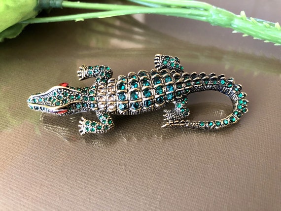 Large Alligator Brooch or Pendant Crystal Alligator Brooch Rhinestone Crocodile Brooch Reptile Pin Big Alligator Pin Crocodile Brooch Etsy