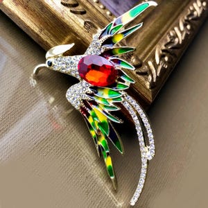 Spilla a forma di uccello, gioielli a forma di uccello con strass di cristallo smaltato, bigiotteria per uomo o donna, spilla in stile vintage, regalo