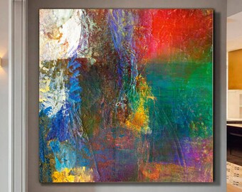 Modern Abstract Oil Painting Oversized Abstract Painting On Canvas Textured Blue Painting Original Abstract Canvas Wall Art Office Decor