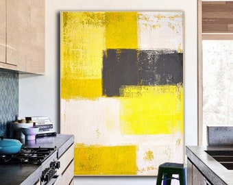 Large Acrylic Painting Painting Yellow Black Painting Office Painting Texture Art Abstract Original Painting On Canvas Wall Painting