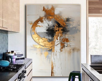 Large Original Abstract Oil Painting Extra Large Wall Art Hand-painted Large Wall Art Decor Black White Gold Oil painting Large Canvas Art