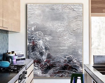 Modern Abstract Painting Oversized Abstract Painting On Canvas Textured Black White Gray Painting Original Abstract Canvas Art Office Decor
