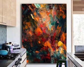 Modern Abstract Oil Painting Oversized Abstract Painting On Canvas Textured Rainbow Painting Original Abstract Canvas Wall Art Office Decor