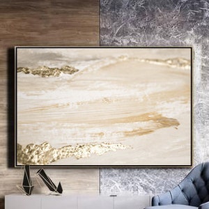 Large Original Abstract Painting on Canvas / Gold Painting / Beige Painting / Extra Large Wall Art / Oil Painting / Abstract Canvas Wall Art