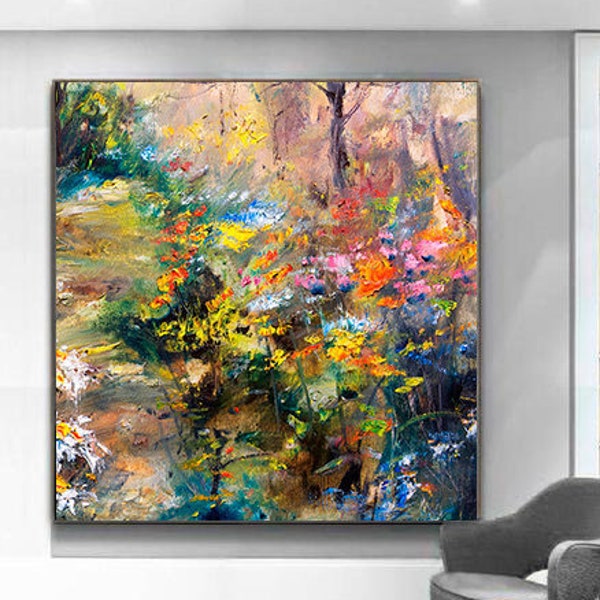 Blooming Garden Painting / Oversize Abstract Painting / Landscape Painting / Large Original Abstract Art / Colorful Canvas Art / Nature Art