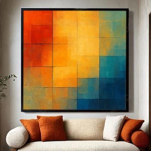 Large Labyrinth Abstract Oil Painting Rainbow Acrylic Canvas Art