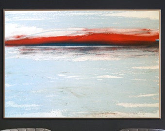 Large Abstract Oil Painting Oversize Painting Black And White Abstract Painting Black Painting White Painting Red Painting Wall Art Canvas