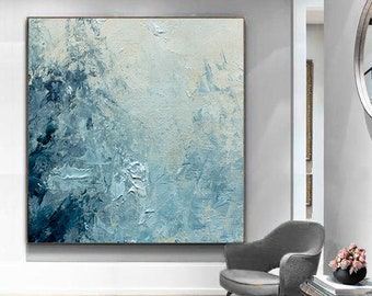 Abstract Painting / Blue Landscape Painting / Large Original Abstract Oil Painting / Extra Large Wall Art / Oversize Oil Painting / Modern A