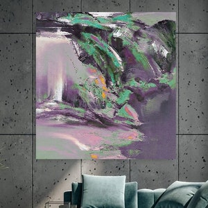 Modern Abstract Oil Painting Oversized Abstract Painting On Canvas Purple Textured Painting Original Abstract Canvas Wall Art Office Decor