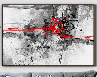 Black and White Painting / Original Art / Abstract Painting / Contemporary Art / Hand-painted Large Canvas Painting / Black and White Art