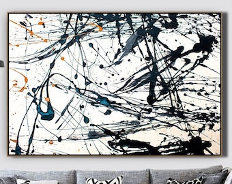 Black and White Painting / Original Art / Abstract Painting / Contemporary Art / Hand-painted Large Canvas Painting / Black and White Art