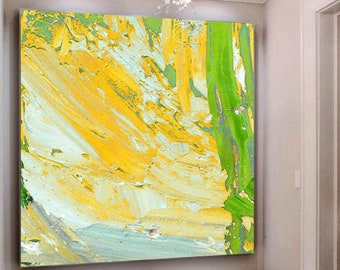 Large Oil Painting On Canvas Orange Painting Yellow Painting Artwork Original Acrylic Painting On Canvas Wall Painting For Living Room