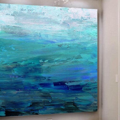 Abstract Canvas Art Blue Large Original Oil Painting Etsy