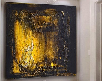 Pintura acrílica grande Pintura de paisaje Pintura de oficina Arte de textura Pintura abstracta original sobre lienzo Pintura de pared Arte de pared