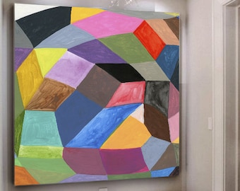 Colorful Geometric Abstract Painting / Large Abstract Acrylic Painting On Canvas / Extra Large Wall Art / Modern Art / Original Artwork