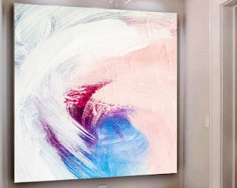 Pintura azul / Pintura de paisaje marino / Pintura abstracta original de gran tamaño / Pintura de paisaje / Pintura de atardecer / Pintura del océano / Pintura al óleo