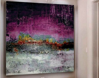 Large Painting On Canvas Original Wall Art Purple Painting White Painting Contemporary Art Original Painting Canvas Abstract Room Decor