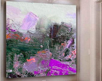 Large Abstract Painting on Canvas / Landscape Painting / Seascape Painting / Oversize Painting / Purple Painting / Ocean Painting